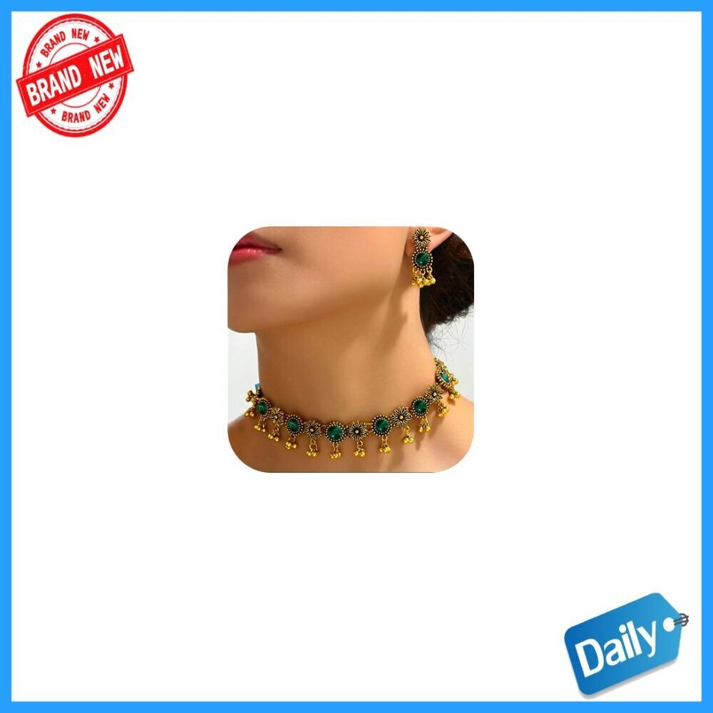 Traditional Indian Jewelry Set Beaded Necklace Earrings Ethnic Accessories